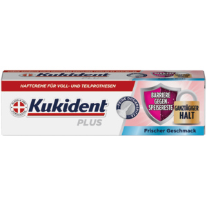 Kukident Haftcreme Plus Barriere gegen Speisereste - Frischer Geschmack, 40 g Kukident Haftcreme Plus Barriere gegen Speisereste - Frischer Geschmack, 40 g