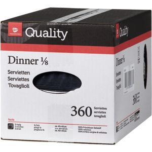Quality Servietten Dinner, 1/8, 3-lagig, 40 x 40 cm, schwarz, 6 x 60 St