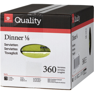 Quality Servietten Dinner, 1/8, 3-lagig, 40 x 40 cm, kiwi, 6 x 60 St