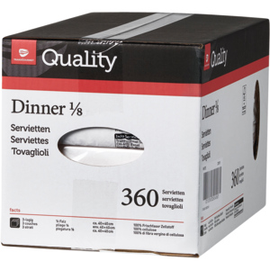 Quality Serviettes Dinner, 1/8, 3 couches, 40 x 40 cm, blanches, 6 x 60 pc