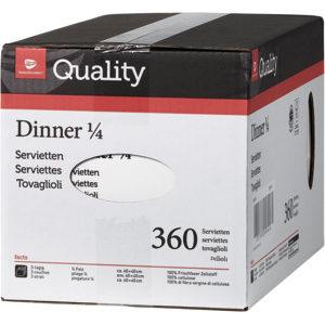 Quality Servietten Dinner, 1/4, 3-lagig, 40 x 40 cm, weiss, 6 x 60 St
