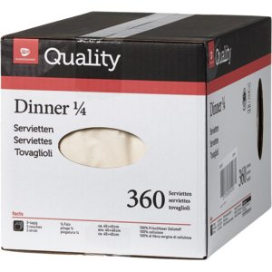 Quality Servietten Dinner, 1/4, 3-lagig, 40 x 40 cm, champagner, 6 x 60 St Quality Servietten Dinner, 1/4, 3-lagig, 40 x 40 cm, champagner, 6 x 60 St