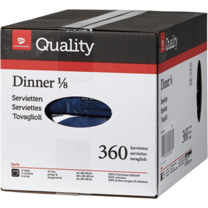 Quality Servietten Dinner, 1/8, 3-lagig, 40 x 40 cm, blau, 6 x 60 St Quality Servietten Dinner, 1/8, 3-lagig, 40 x 40 cm, blau, 6 x 60 St