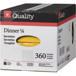Quality Servietten Dinner, 1/8, 3-lagig, 40 x 40 cm, gelb, 6 x 60 St Quality Servietten Dinner, 1/8, 3-lagig, 40 x 40 cm, gelb, 6 x 60 St