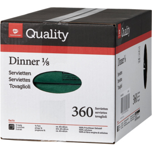 Quality Servietten Dinner, 1/8, 3-lagig, 40 x 40 cm, grün, 6 x 60 St