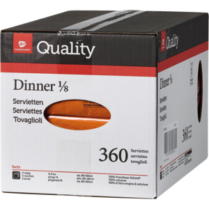 Quality Servietten Dinner, 1/8, 3-lagig, 40 x 40 cm, orange, 6 x 60 St Quality Servietten Dinner, 1/8, 3-lagig, 40 x 40 cm, orange, 6 x 60 St