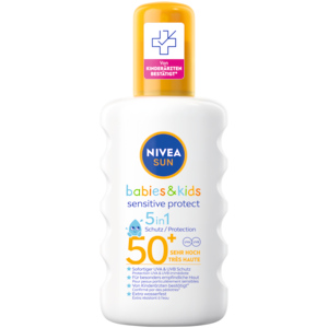 In/Out Nivea Sun Babies & Kids Sensitive Protect Sonnenspray LSF 50+, 200 ml