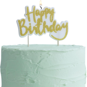 Kerze Happy Birthday, gold
