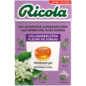 Ricola Holunderblüten Bonbons ohne Zucker, 20 x 50 g