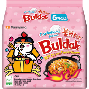 Buldak Hot Chicken Ramen Carbonara, 5 x 130 g