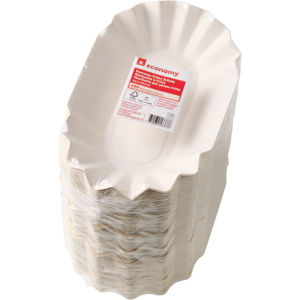 Economy Pommes Frites Schalen aus Pappe oval FSC 12,5 x 20,5 cm weiss, Pack zu 250 Stück Economy Pommes Frites Schalen aus Pappe oval FSC 12,5 x 20,5 cm weiss, Pack zu 250 Stück