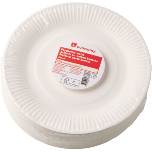 Economy Pappteller FSC Ø 23cm weiss, Pack zu 100 Stück Economy Pappteller FSC Ø 23cm weiss, Pack zu 100 Stück