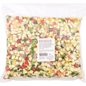 Ratatouille rissollée, 14 x 14 x 14 mm, 3 kg Ratatouille rissollée, 14 x 14 x 14 mm, 3 kg