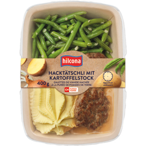 Hilcona Hacktätschli mit Kartoffelstock, 400 g Hilcona Hacktätschli mit Kartoffelstock, 400 g