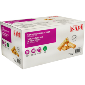 Kadi Frühlingsrollen China Gemüse, vorfrittiert, TK, 90 x 50 g / 4,5 kg Kadi Frühlingsrollen China Gemüse, vorfrittiert, TK, 90 x 50 g / 4,5 kg