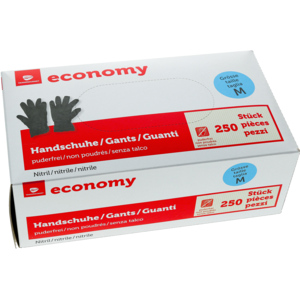 Economy Einweghandschuhe Nitril, Grösse M, schwarz, 10 x 250 St Economy Einweghandschuhe Nitril, Grösse M, schwarz, 10 x 250 St