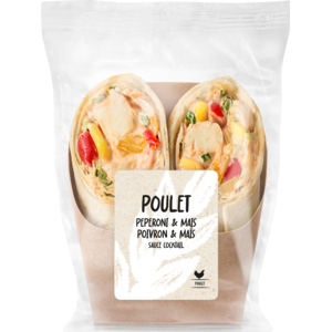 Wrap mit Poulet, Peperoni und Mais, Sauce Cocktail, 195 g