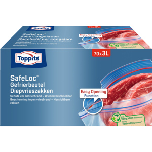 Toppits Safeloc Gefrierbeutel, 3 l, Pack zu 70 Stück Toppits Safeloc Gefrierbeutel, 3 l, Pack zu 70 Stück