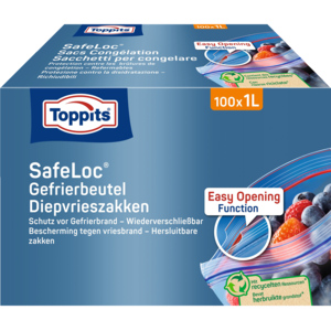 Toppits Safeloc Gefrierbeutel, 1 l, Pack zu 100 Stück Toppits Safeloc Gefrierbeutel, 1 l, Pack zu 100 Stück
