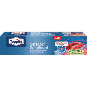 Toppits Safeloc Gefrierbeutel, 3 l, Pack zu 20 Stück Toppits Safeloc Gefrierbeutel, 3 l, Pack zu 20 Stück