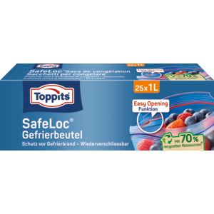 Toppits Safeloc Gefrierbeutel, 1 l, Pack zu 25 Stück