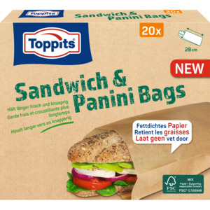 Toppits Sandwich-Beutel 28 cm x 12 cm, Pack zu 20 Stück