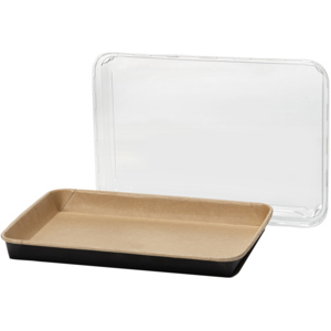 Sushi Platten mit Deckel, 25,6 x 18,2 x 2,4 cm, braun/schwarz, 25 Stück Sushi Platten mit Deckel, 25,6 x 18,2 x 2,4 cm, braun/schwarz, 25 Stück