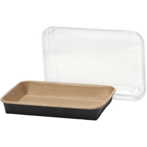 Sushi Platten mit Deckel, 16.5 x 11.5 x 2,4 cm, braun/schwarz, 25 Stück