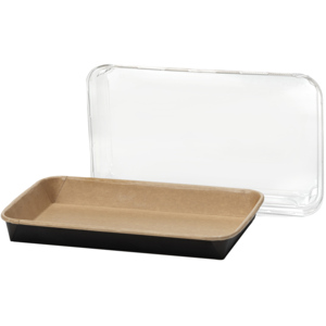 Sushi Platten mit Deckel, 22.1 x 13.8 x 2,4 cm, braun/schwarz, 25 Stück Sushi Platten mit Deckel, 22.1 x 13.8 x 2,4 cm, braun/schwarz, 25 Stück