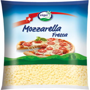 Züger Mozzarella 45%, gewürfelt, 5 x 2 kg Züger Mozzarella 45%, gewürfelt, 5 x 2 kg