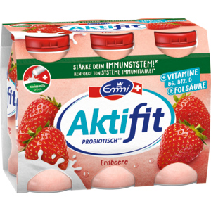 Emmi Aktifit Erdbeer, laktosefrei, 6 x 65 ml Emmi Aktifit Erdbeer, laktosefrei, 6 x 65 ml