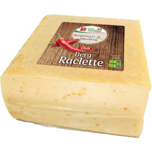 Berg Raclette Chili, eckig, 1/4 Laib ca. 1,5 kg Berg Raclette Chili, eckig, 1/4 Laib ca. 1,5 kg