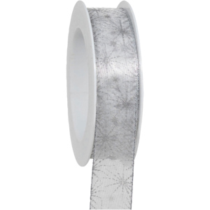 Geschenkband Ice Crystal silber, 18 m x 25 mm