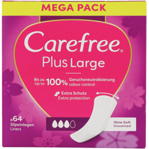 Carefree Slipeinlagen Plus Large Unscented, 64 Stück