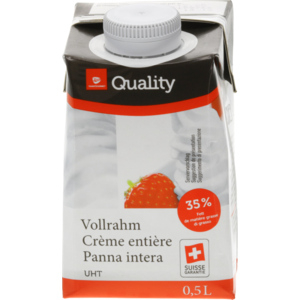 Quality Vollrahm 35% UHT, 12 x 5 dl