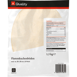 Quality Flammkuchenböden oval, tiefgekühlt, ca. 29 x 39 cm, 1,3 kg