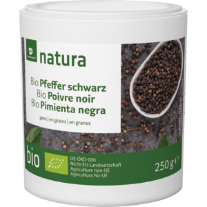 Natura Bio Pfeffer schwarz ganz, 250 g Natura Bio Pfeffer schwarz ganz, 250 g
