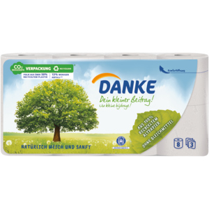 Danke Toilettenpapier, 3-lagig, 150 Blatt, 7 x 8 Rl