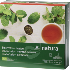 Natura Bio Pfefferminztee im Aromaschutzbeutel, 10 x 100 x 1,4 g Natura Bio Pfefferminztee im Aromaschutzbeutel, 10 x 100 x 1,4 g