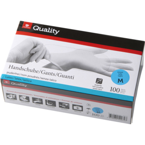 Quality Einweghandschuhe Latex, puderfrei, Grösse M, weiss, 100 St Quality Einweghandschuhe Latex, puderfrei, Grösse M, weiss, 100 St