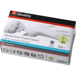 Quality Einweghandschuhe Latex, puderfrei, Grösse XL, weiss, 10 x 100 St Quality Einweghandschuhe Latex, puderfrei, Grösse XL, weiss, 10 x 100 St