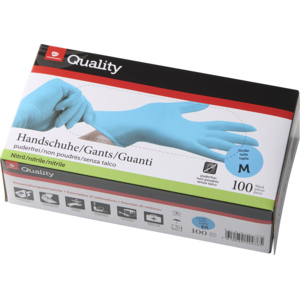 Quality Einweghandschuhe Nitril, Grösse M, blau, 10 x 100 St Quality Einweghandschuhe Nitril, Grösse M, blau, 10 x 100 St