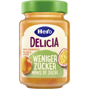 Hero Delicia Pfirsich-Passionsfrucht mit weniger Zucker, 270 g Hero Delicia Pfirsich-Passionsfrucht mit weniger Zucker, 270 g