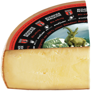 Bio Bündner Bergkäse, würzig, 1/4 Laib ca. 1,1 kg Bio Bündner Bergkäse, würzig, 1/4 Laib ca. 1,1 kg
