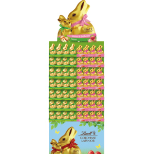 Display Goldhase Nuss / Erdbeere, 224 Stück zu 100 g Display Goldhase Nuss / Erdbeere, 224 Stück zu 100 g