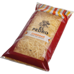 El Pedro Cheddar weiss geraffelt, 1 kg El Pedro Cheddar weiss geraffelt, 1 kg