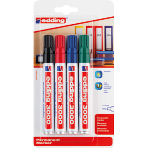 Edding Permanent-Marker 3000 assortiert, Pack à 4 Stück