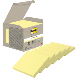 3M Post-it, 76 x 76 mm, gelb, Pack zu 6 x 100 Blatt