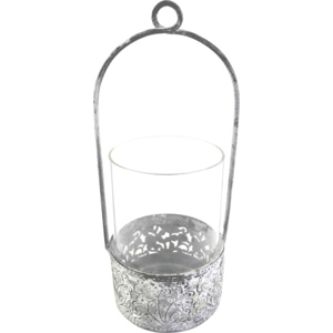 Windlicht, aus Metall und Glas, 8,5 x 21 cm Windlicht, aus Metall und Glas, 8,5 x 21 cm