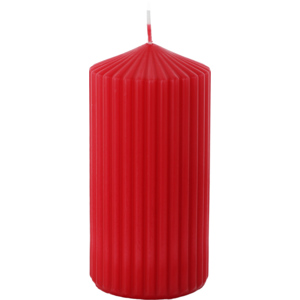 Zylinderkerze gerillt, 70 x 140 mm, 62 h, rot